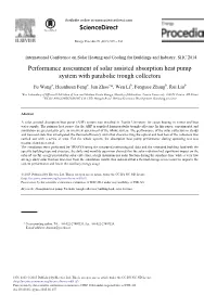 Performance Assessment of Solar Assisted Absorption Heat Pump System with Parabolic Trough Collectors
