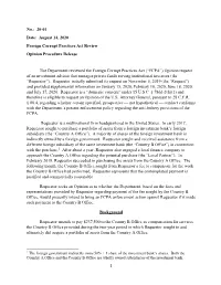 20-01 Date: August 14, 2020 Foreign Corrupt Practices Act Review Opinion Procedure Release
