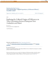 Exploring the Cultural Origins of Differences in Time Orientation Between European New Zealanders and Māori Kevin D