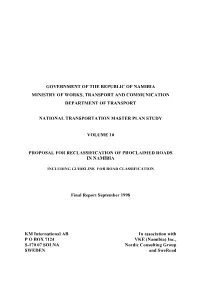 Proposal for Reclassification of Proclaimed Roads in Namibia
