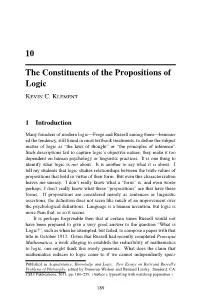 The Constituents of the Propositions of Logic Kevin C