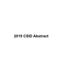 2019 CSID Abstract 2019CSID Plenary Lecture