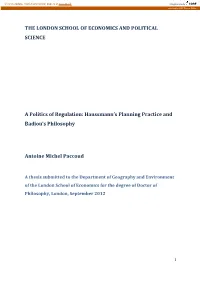 A Politics of Regulation: Haussmann's Planning Practice and Badiou's