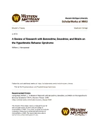 A Review of Research with Benzedrine, Dexedrine, and Ritalin on the Hyperkinetic Behavior Syndrome
