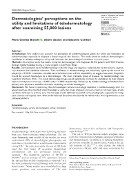 Dermatologists' Perceptions on the Utility and Limitations