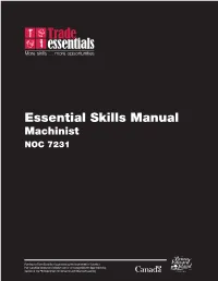 Essential Skills Manual Machinist NOC 7231