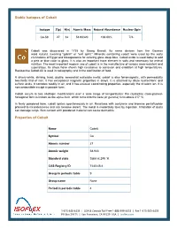 Stable Isotopes of Cobalt Properties of Cobalt
