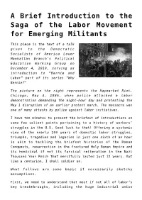 A Brief Introduction to the Saga of the Labor Movement for Emerging Militants