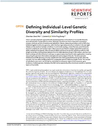 Defining Individual-Level Genetic Diversity and Similarity Profiles
