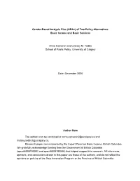 Gender-Based Analysis Plus of Two Policy Alternatives: Basic Income and Basic Services