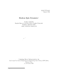 Hadron Spin Dynamics∗