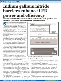 Indium Gallium Nitride Barriers Enhance LED Power and Efficiency