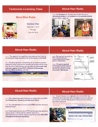 Technician Licensing Class About Ham Radio About Ham Radio About Ham Radio About Ham Radio About Ham Radio