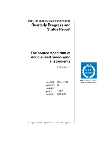 The Source Spectrum of Double-Reed Wood-Wind Instruments