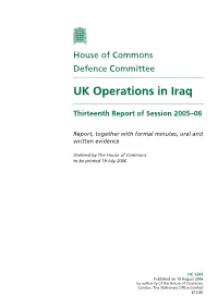UK Operations in Iraq