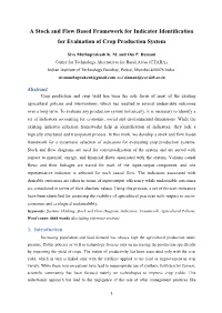 A Stock and Flow Based Framework for Indicator Identification for Evaluation of Crop Production System