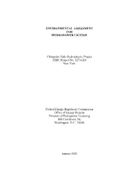 Chittenden Falls Hydroelectric Project FERC Project No