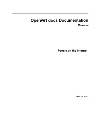 Openwrt Docs Documentation Release