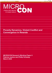 Poverty Dynamics, Violent Conflict and Convergence in Rwanda