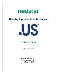Registry Operator Monthly Report