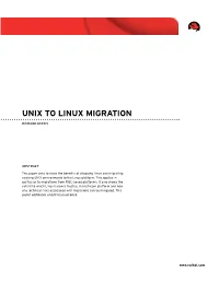 Unix to Linux Migration