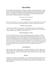 USBF Open Rules Is to Provide a Guideline for Playing a Game of Bocce