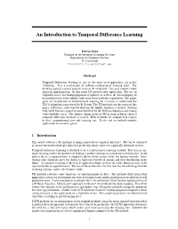 An Introduction to Temporal Difference Learning