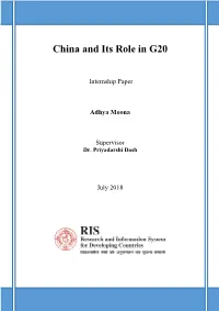 China and Its Role in G20