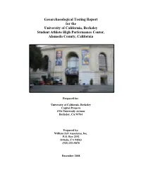 Geoarchaeological Testing Report for the University of California, Berkeley Student Athlete High Performance Center, Alameda County, California