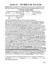 Lesson 56 : the Right to the Tree of Life