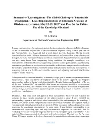The Global Challenge of Sustainable Development – Local