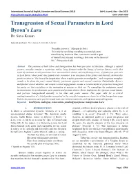 Transgression of Sexual Parameters in Lord Byron's Lara