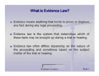 What Is Evidence Law?