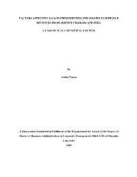 FACTORS AFFECTING Lgas in IMPLEMENTING STRATEGIES to ENHANCE REVENUES from SERVICE CHARGES and FEES