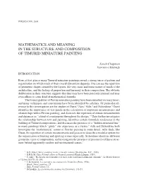 Mathematics and Meaning in the Structure and Composition of Timurid Miniature Painting