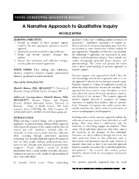 A Narrative Approach to Qualitative Inquiry
