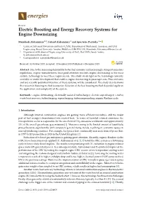 Electric Boosting and Energy Recovery Systems for Engine Downsizing