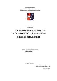 Feasibility Analysis for the Establishment of a Sixth Form College in Liverpool