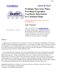Problems That Arise When Providing Geographic Coordinate Information for Cataloged Maps