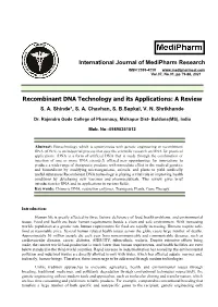 Recombinant DNA Technology and Its Applications: a Review S