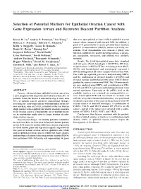 Selection of Potential Markers for Epithelial Ovarian Cancer with Gene Expression Arrays and Recursive Descent Partition Analysis