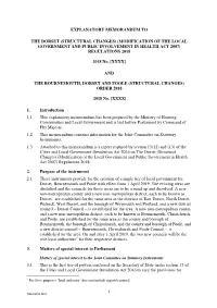 The Dorset (Structural Changes) (Modification of the Local Government and Public Involvement in Health Act 2007) Regulations 2018
