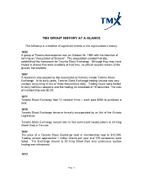 Tmx Group History at a Glance
