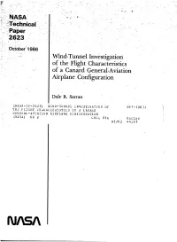 Wind-Tunnel Investigation of the Flight Chasacteristics of a Canard