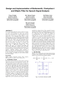 And Elliptic Filter for Speech Signal Analysis Design And