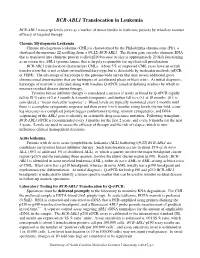 BCR-ABL1 Translocation in Leukemia