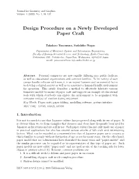 Design Procedure on a Newly Developed Paper Craft