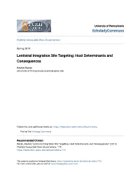 Lentiviral Integration Site Targeting: Host Determinants and Consequences