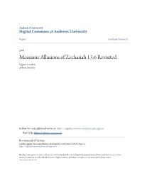 Messianic Allusions of Zechariah 13:6 Revisited Ingram London Andrews University
