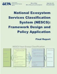 National Ecosystem Services Classification System (NESCS): Framework Design and Policy Application